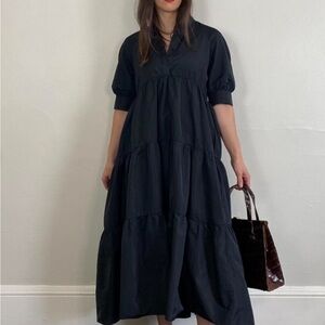 ZARA Black Voluminous Midi Dress